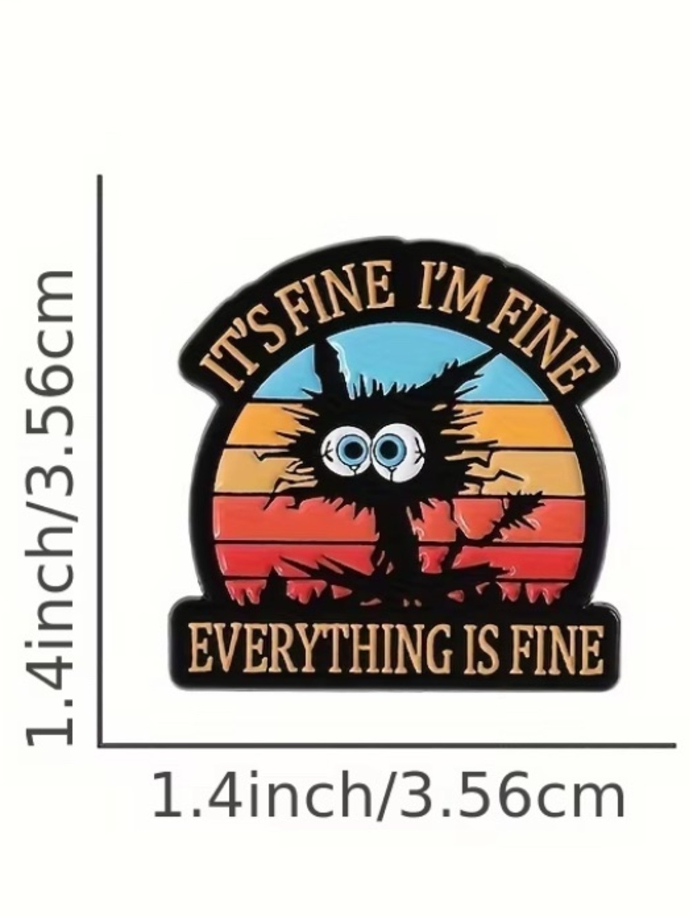 "It's Fine I'm Fine" Enamel Pin - Retro Sunset Tree Design - Picture 4 of 4